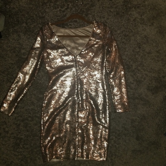 100% sequined dress in silver /nude pattern - Picture 2 of 4